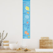 Cute Ocean Animals Growth Chart ポスター (キッチン)