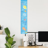 Cute Ocean Animals Growth Chart ポスター (ホームオフィス)