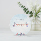 Cute Ocean Seahorse Flags Children Card 招待状 (スタンド正面)