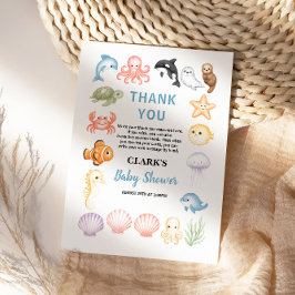 Cute Ocean Under the Sea Animal Baby Shower サンキューカード