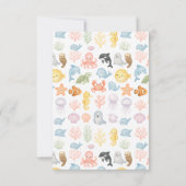 Cute Ocean Under the Sea Animal Baby Shower サンキューカード (裏面)
