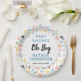 Cute Ocean Under the Sea Animal Baby Shower ペーパープレート