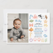 Cute Ocean Under the Sea Animal Baby Shower 招待状 (正面)