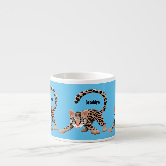 Cute ocelot cartoon illustration エスプレッソカップ (正面)