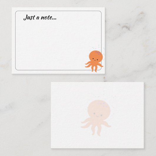 Cute Octopus Cartoon Custom Just a Note ノートカード (正面/裏面)