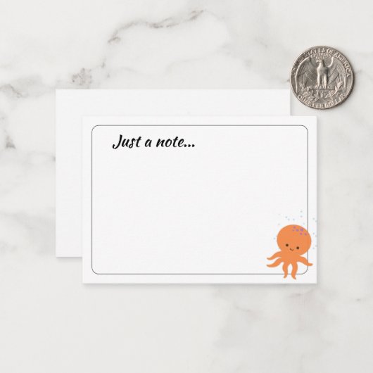 Cute Octopus Cartoon Custom Just a Note ノートカード (正面/裏面インサイチュ)
