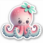 Cute Octopus Custom-Cut Vinyl Stickers シール (正面)