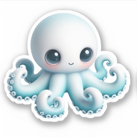 Cute Octopus Custom-Cut Vinyl Stickers シール (正面)