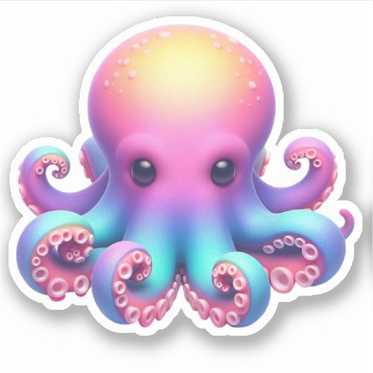 Cute Octopus Custom-Cut Vinyl Stickers シール (正面)