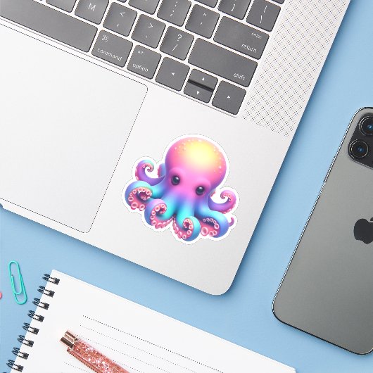 Cute Octopus Custom-Cut Vinyl Stickers シール (ノートパソコンとiPhone)