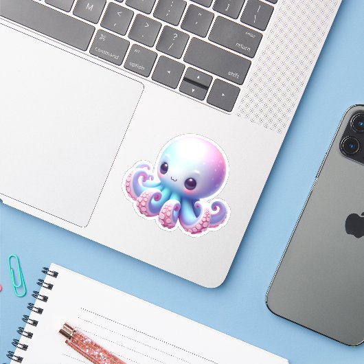 Cute Octopus Custom-Cut Vinyl Stickers シール (ノートパソコンとiPhone)