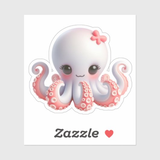 Cute Octopus Custom-Cut Vinyl Stickers シール (シート)