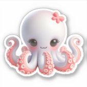 Cute Octopus Custom-Cut Vinyl Stickers シール (正面)