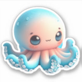 Cute Octopus Custom-Cut Vinyl Stickers シール (正面)