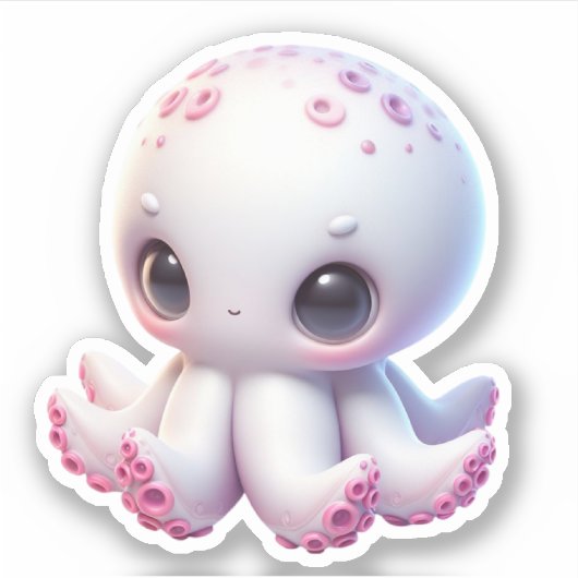Cute Octopus Custom-Cut Vinyl Stickers シール (正面)