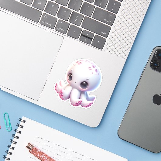 Cute Octopus Custom-Cut Vinyl Stickers シール (ノートパソコンとiPhone)