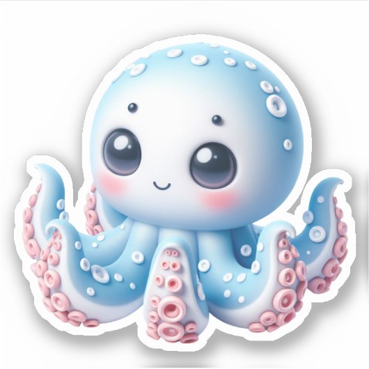 Cute Octopus Custom-Cut Vinyl Stickers シール (正面)