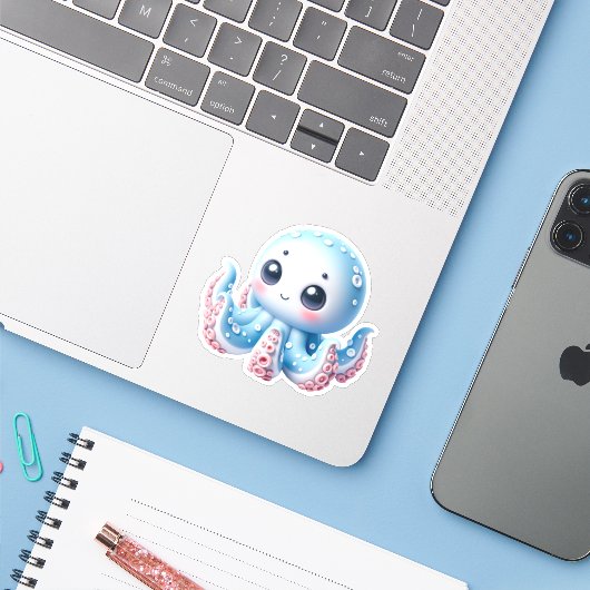 Cute Octopus Custom-Cut Vinyl Stickers シール (ノートパソコンとiPhone)