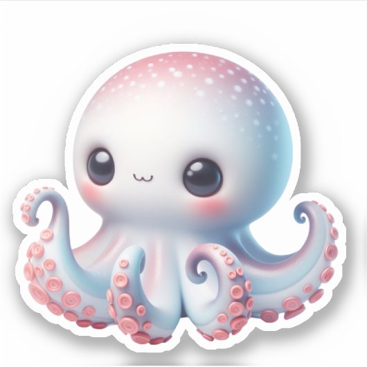 Cute Octopus Custom-Cut Vinyl Stickers シール (正面)