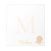 Cute Octopus Custom Name Initial  ノートパッド (正面)