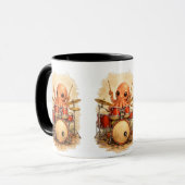 Cute Octopus Drummer Coffee Mug – Music Lover マグカップ (正面左)