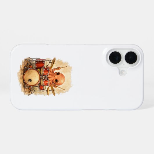 Cute Octopus Drummer iPhone 16 Case Kawaii 16ケース (裏面横)