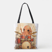 Cute Octopus Drummer Tote Bag Kawaii Animal トートバッグ (裏面)