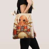 Cute Octopus Drummer Tote Bag Kawaii Animal トートバッグ (クローズアップ)