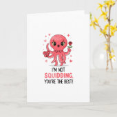 Cute Octopus "I'm Not Squidding" Pun valentine カード (黄色い花)