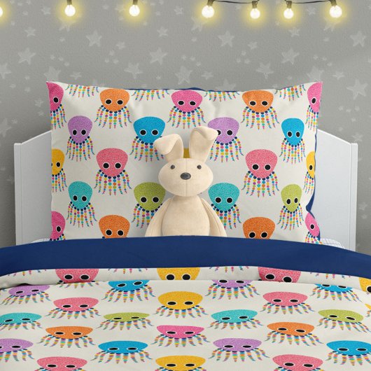 Cute Octopus Pattern on Cream 枕カバー