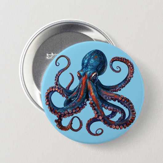 Cute Octopus Pin - Custom Button Badge Gift 缶バッジ (正面&裏面)