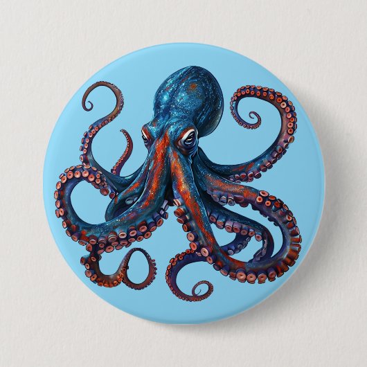 Cute Octopus Pin - Custom Button Badge Gift 缶バッジ (正面)