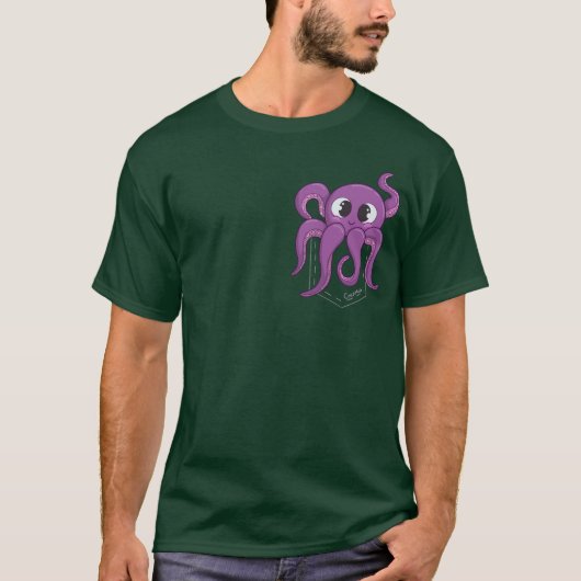 Cute Octopus Pocket Dark Tシャツ (正面)
