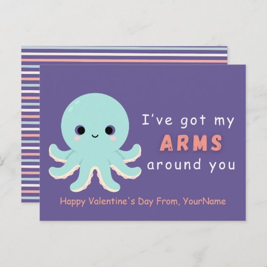 Cute Octopus Valentine Pun Card シーズンポストカード (正面/裏面)