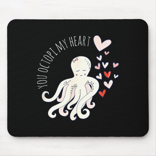 Cute Octopus, You Octo My Heart, Valentine マウスパッド (正面)