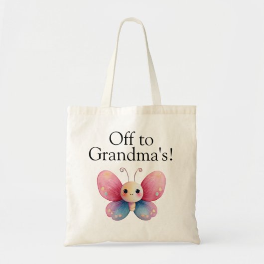 Cute Off to Grandma's bag butterfly トートバッグ (正面)