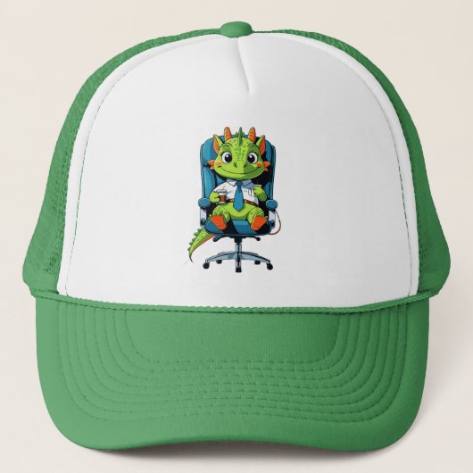 Cute Office Dragon Cap | Funny Cartoon Hat キャップ (正面)