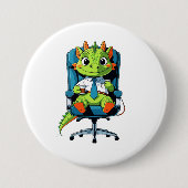 Cute Office Dragon Pin | Funny Cartoon Badge 缶バッジ (正面)