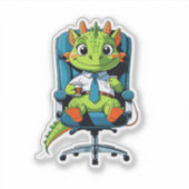 Cute Office Dragon Sticker | Funny Cartoon Decal シール (正面)
