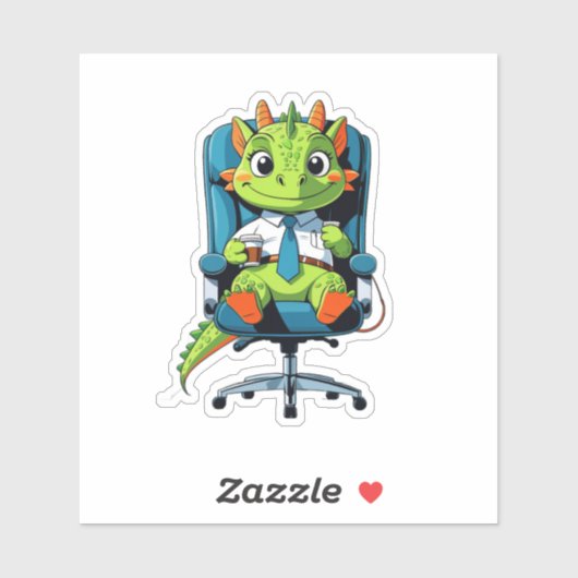 Cute Office Dragon Sticker | Funny Cartoon Decal シール (シート)