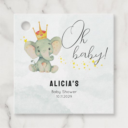 Cute Oh Baby Gender Neutral Elephant  フェイバータグ (正面)