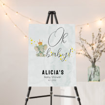 Cute Oh Baby Gender Neutral Elephant Baby Shower