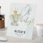 Cute Oh Baby Gender Neutral Elephant Baby Shower  台座サイン (インサイチュ)