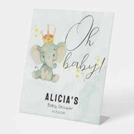 Cute Oh Baby Gender Neutral Elephant Baby Shower  台座サイン