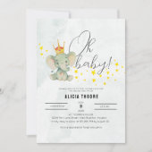 Cute Oh Baby Gender Neutral Elephant Baby Shower  招待状 (正面)