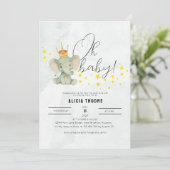 Cute Oh Baby Gender Neutral Elephant Baby Shower  招待状 (スタンド正面)