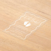 Cute Oh Baby Wavy Frame Baby Shower アクリル招待状 (レイダウン)