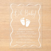 Cute Oh Baby Wavy Frame Baby Shower アクリル招待状 (正面)