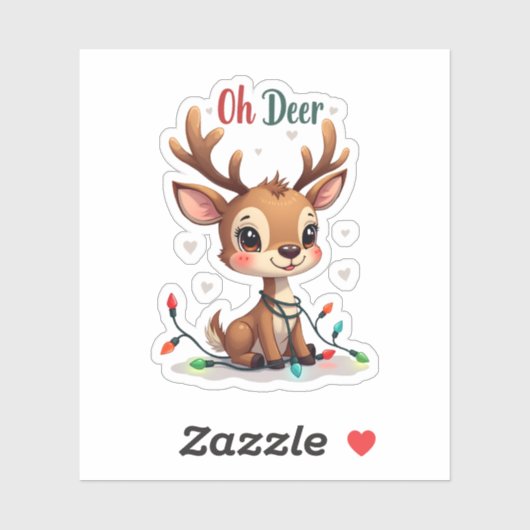 Cute “Oh Deer” Reindeer Christmas シール (シート)