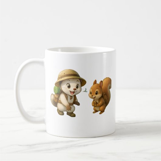 Cute Okojo and Squirrel Mug – Okojo and Friends コーヒーマグカップ (左)